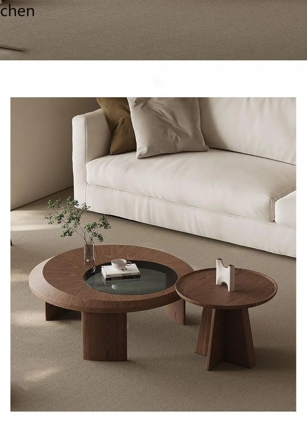 Tea & Coffee Quận 1 - b11-7.2 Meja Teh Walnut Kombinasi Bulat