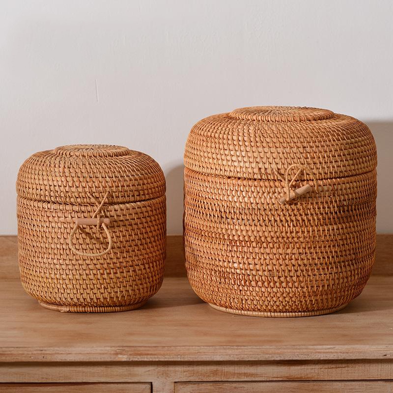 Coffee Tea And Sugar Canisters - Kotak penyimpan teh rotan buatan tangan,