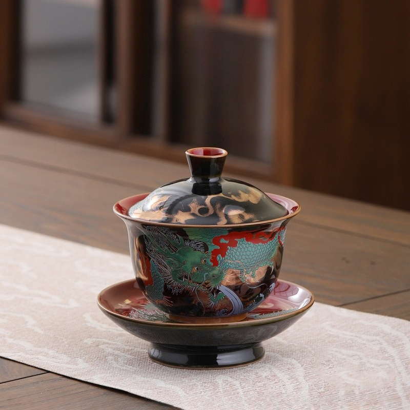 Coffee Tea Set Up - Set Gaiwan Keramik Retro Kreatif, Cangkir
