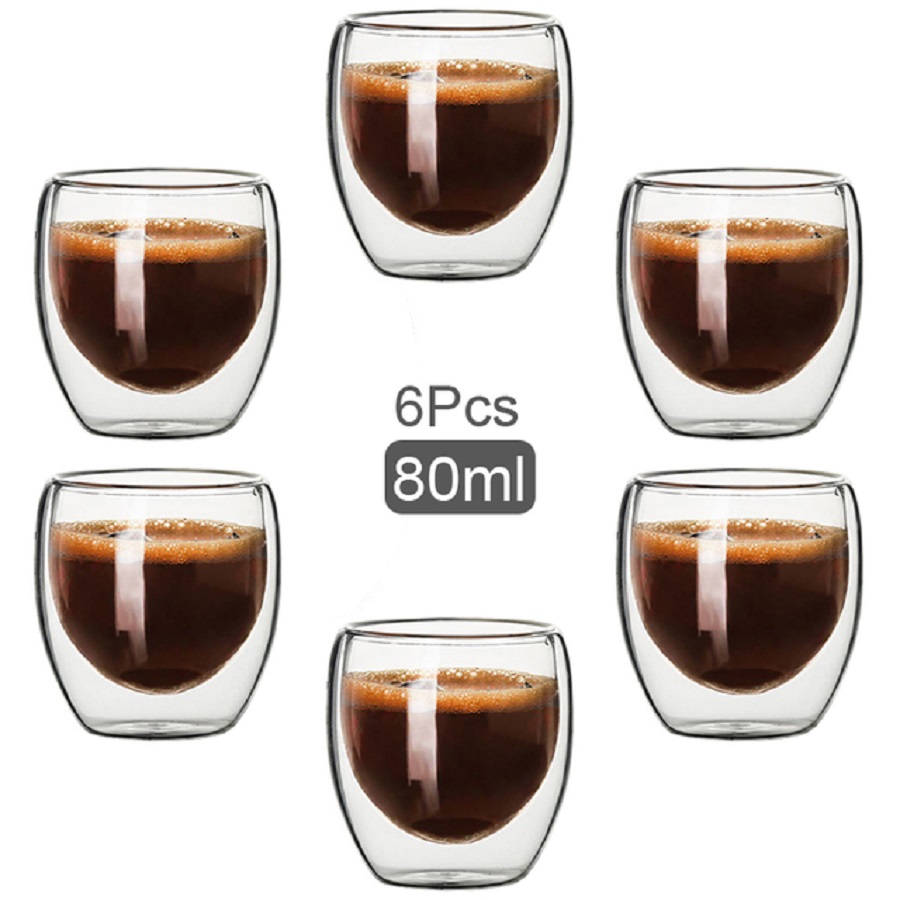 Coffee Tea Set Up - Cangkir kopi kaca berdinding ganda cangkir
