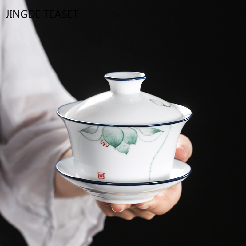 Coffee Tea Set Up - Cangkir Teh Gaiwan Keramik Lukisan Tangan