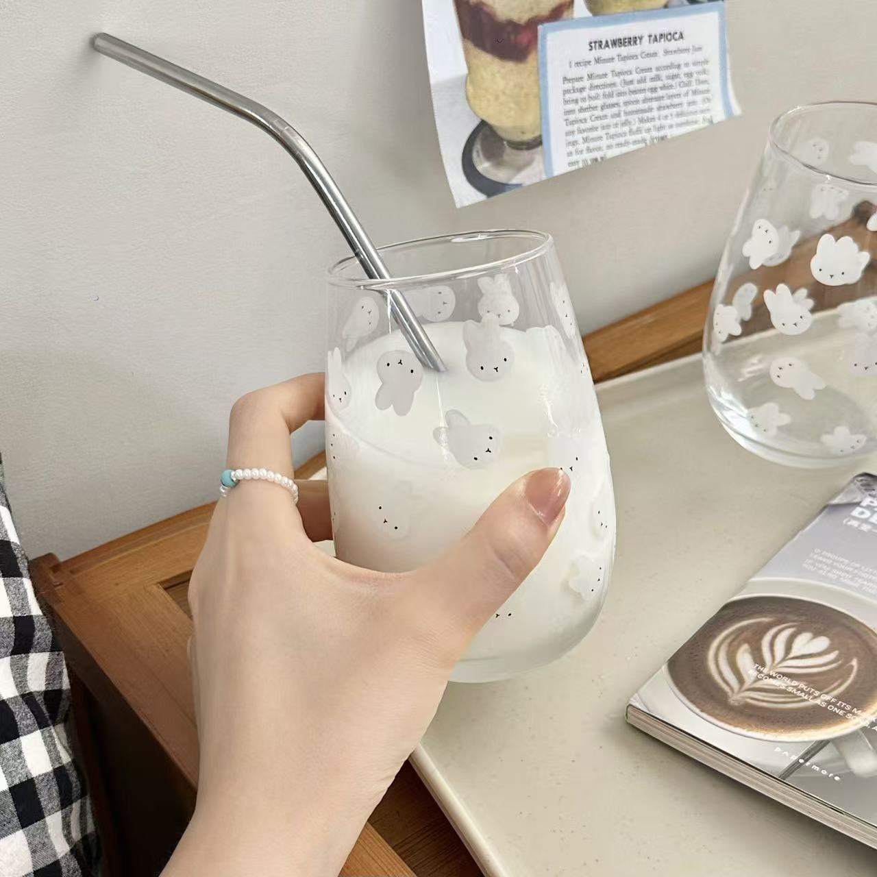 Gelas Kaca Bermotif Kelinci Mi - Coffee Tea Drinks ulasan dan harga