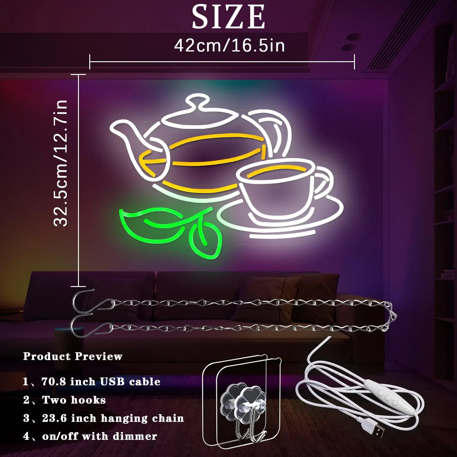 Lampu Neon Teh, Lampu Teko, La - Coffee Tea Plantation ulasan dan harga