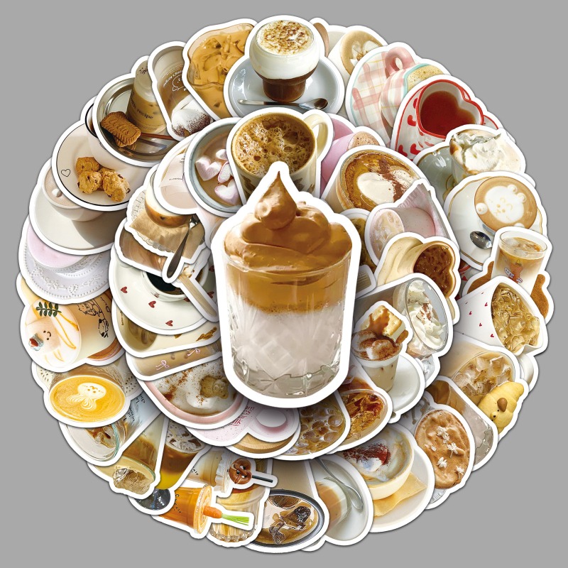 50pcs Stiker Dekorasi Tahan Ai - Coffee Tea Journal ulasan dan harga