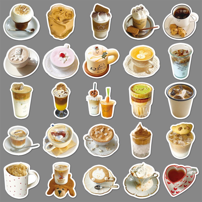 50pcs Stiker Dekorasi Tahan Ai - Coffee Tea Journal ulasan dan harga