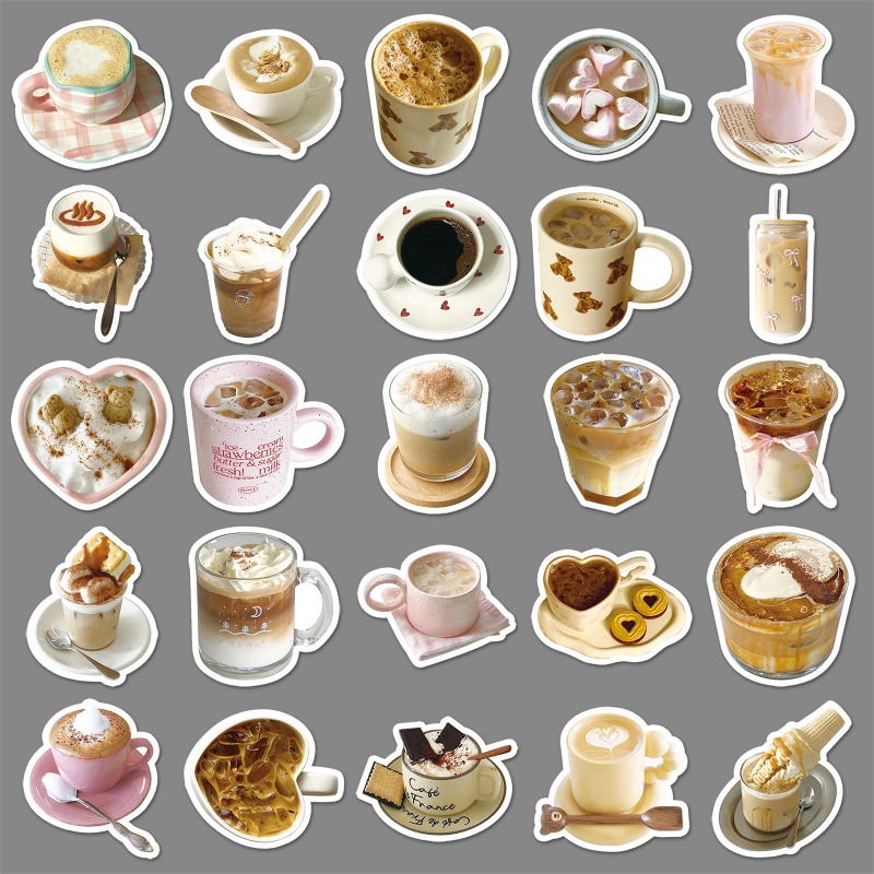 50pcs Stiker Dekorasi Tahan Ai - Coffee Tea Journal ulasan dan harga
