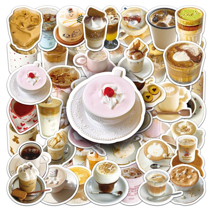 50pcs Stiker Dekorasi Tahan Ai - Coffee Tea Journal ulasan dan harga