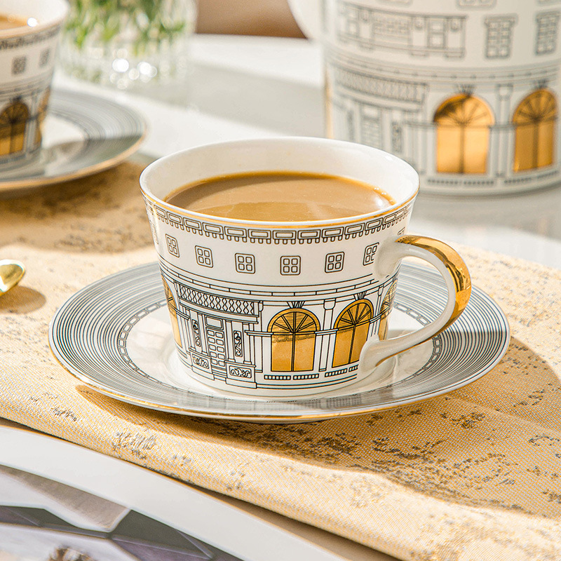 Cangkir arsitektur dan piring  - Coffee Tea Set Up ulasan dan harga